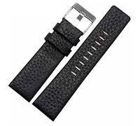 XMKT 22mm 24mm 26mm 28mm 30mm Genuine Leather watchband for diesel DZ7259 DZ7256 DZ7265 watch strap(Black silver,24mm)