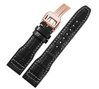 XMKT 22mm The Top Leather Watch Band For IWC IW326201 / IW377701 Big Pilot Series Genuine Leather Watch Strap(Darkblue Black)