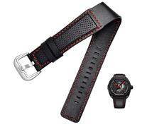 XMKT Cowhide Leather Watch Band for Dietrich OTC-AO1 OT-3 Strap black 24mm bracelet Stomata Cowhide black wristwatches(Black red silver)