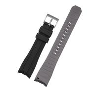 XMKT Double color For Rolex Citizen Seiko Silicone Strap Men Watch Accessories Arc Mouth Watchband Bracelet Watch Belt 20mm 22mm Watchbands(Black gray silver,22mm)