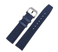XMKT For IWC Pilot Spitfire Timezone TopGun Strap Green Black Belts Wristwatch Straps 20mm 21mm 22mm Nylon Canvas Fabric Watch Band(Pin blue silver,21mm)