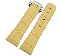 XMKT Genuine Leather Watch Strap For Omega Constellation Double Eagle Series Men Women 17mm 23mm Watchband(Yellow,23mm Silver Clasp)