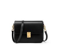 XMKT Genuine Leather Women Crossbody Bag Luxury Design Small Square Bag Cowhide Women's Commuter Shoulder Bag Ladies Gift(Black)