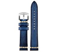 XMKT Handmade Genuine Leather Watch Strap 20mm 22mm24 For Rolex Citizen Omega MIDO For HUAWEI GT men's Watchband Brown blue green grey(Blue silver buckle,20mm)
