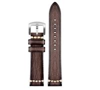XMKT Handmade Genuine Leather Watch Strap 20mm 22mm24 For Rolex Citizen Omega MIDO For HUAWEI GT men's Watchband Brown blue green grey(Brown silver buckle,22mm)