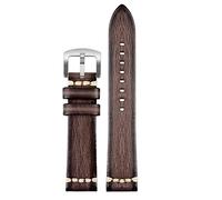 XMKT Handmade Genuine Leather Watch Strap 20mm 22mm24 For Rolex Citizen Omega MIDO For HUAWEI GT men's Watchband Brown blue green grey(Grey silver buckle,26mm)
