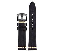 XMKT Handmade Genuine Leather Watch Strap 20mm 22mm24 For Rolex Citizen Omega MIDO For HUAWEI GT men's Watchband Brown blue green grey(Black black buckle,22mm)