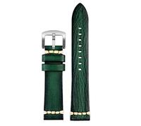 XMKT Handmade Genuine Leather Watch Strap 20mm 22mm24 For Rolex Citizen Omega MIDO For HUAWEI GT men's Watchband Brown blue green grey(Green silver buckle,26mm)
