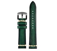 XMKT Handmade Genuine Leather Watch Strap 20mm 22mm24 For Rolex Citizen Omega MIDO For HUAWEI GT men's Watchband Brown blue green grey(Green black buckle,26mm)