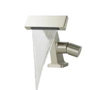 XMKT Plated Silver Wall-Mounted Waterfall Faucet, Dual-Control Brass Hot & Cold Mixer Tap for Bathroom(Nickel Brushed)
