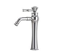 XMKT Polished Gold Luxury Basin Mixer, Crystal Accent Single Hole Deck-Mounted Tap for Modern Bathroom Vanities(D)