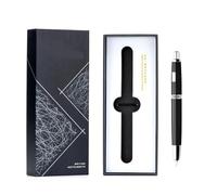 XMKT Retractable Fountain Pen Extra Fine Nib with Converter, Vivid Black Metal Writing Gift Pen(One Pen with Box)