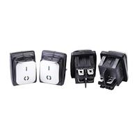 XMKT Waterproof rocker switch DPST 6V 12V 24V 110V 380V 220V Red Green Blue LED light ON OFF stainless steel surface panel mounted(Orange,220V)