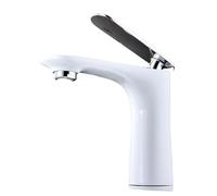XMKT White & Chrome Brass Bathroom Basin Faucet - Single Handle Hot-Cold Mixer Tap with Multi-Color Options(White)