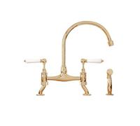 XMKT Zirconium Gold Retro All-Copper Bathroom Tap: Dual-Control Hot-Cold Wash Basin Faucet with Matching Spray Gun(J)