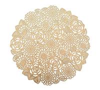 Xmkuwa Placemats 15 inch Pressed Vinyl Round Table Mates for Dining Table Set of 6, Washable and Wipeable Kitchen Place Mat for Holiday Wedding Dinner Table Decoration Mat (Gold D)