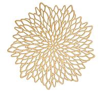 Xmkuwa Placemats 15 inch Pressed Vinyl Round Table Mates for Dining Table Set of 6, Washable and Wipeable Kitchen Place Mat for Holiday Wedding Dinner Table Decoration Mat (Gold A)