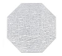 Xmkuwa Placemats 15 inch Pressed Vinyl Round Table Mates for Dining Table Set of 6, Washable and Wipeable Kitchen Place Mat for Holiday Wedding Dinner Table Decoration Mat (Silver B)