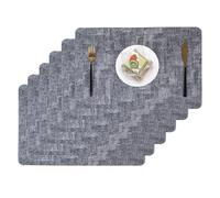 Xmkuwa Placemats Set of 6, Waterproof Oilproof, Stain Resistant, Heat Resistant, Washable Wipeable, Reversible Table Mats, Place Mats for Dining Tables and Decor (Dark Gray Rectangle B, 6pcs)