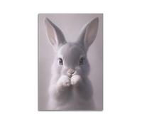 XMLCYD Animal Poster Easter Rabbit Cute Rabbit Covering Its Mouth Poster Decorative Painting Canvas Wall Posters And Art Picture Print Modern Family Bedroom Decor Posters 12x18inch(30x45cm)