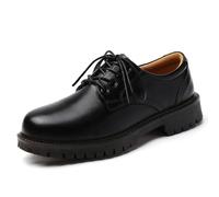 XMM Oxford Shoes for Women Lace up Flats Women's Oxfords Saddle Non-Slip Work Office Comfortable Dress Business Casual Dressy Shoes, Black, 7 UK