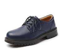 XMM Oxford Shoes for Women Lace up Flats Women's Oxfords Saddle Non-Slip Work Office Comfortable Dress Business Casual Dressy Shoes, Blue, 4 UK