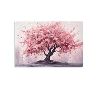 XMMPOT Canvas Prints Wall Art Decor: Pink Cherry Blossom Tree Pictures Nature Landscape Artwork for Living Room Framed Ready to Hang 16x24inch