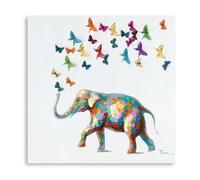 XMMPOT Elephant Butterfly Wall Art Colorful Elephant Painting for Bedroom Canvas Ready to Hang (24"X24"X1 Panel)