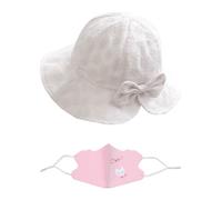 XMNIVATE 1 Bow Hat, 1 Sun Protection Mask, Large Brim Sun Hat, Sweet Bucket Hat, Children's Summer Sun Hat, Quick-Drying Beach Hat, Sun Protection Kit White