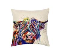 XMNIVATE 1 Colorful Cow Throw Pillow Cover, Watercolor Animal Cushion, Home Decor Pillow Cover, Pillow Accessories, Animal Print Cushion Cover, Unique Living Room Sofa Throw Cover.