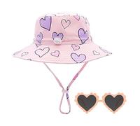 XMNIVATE 1 Love Sun Protection Hat, 1 Love Sunglasses, Summer Travel Sun Hat, Big Brim Hat with Adjustable Rope, Pink Beach Hat, Breathable and Comfortable Sun Protection Hat