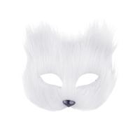 XMNIVATE 1 Piece Fox Mask, Plush Fox Mask, Animal Costume Accessories, Masquerade Mask, Plastic Mask, Animal Mask, Cosplay Prop for Party, Banquet or Dance (White)