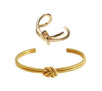XMNIVATE 1 Piece Of Ladies Twist Knot Bracelet, 1 Piece Of Ring, Ladies Gold Bracelet, Ladies Knotted Bracelet, Thick Coil Bracelet, Adjustable Bracelet
