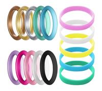XMNIVATE 10 Colorful Silicone Rings, 5 Silicone Bracelets, Couple Rings (10 Colors)