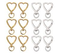 XMNIVATE 12 Pieces Of Love Keychain, Rotating Buckle Design, Small, Practical And Portable, Bright Metal Texture, Bag Wallet Pendant Fasteners (Gold, Silver).