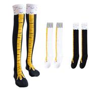XMNIVATE 2 Pairs of Black and White Chicken Feet Socks, Thigh High Socks, Chicken Feet Thigh High Socks, Women's Socks, Cotton Stockings, Suitable for Cosplay, Party, Birthday