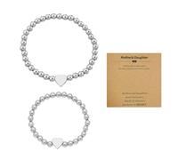 XMNIVATE 2 Pcs Women's Bracelets Friendship Bracelets Stainless Steel Jewelry Heart Shaped Gifts Birthday Bracelets Perfect for Mothers Daughters (Silver)