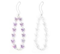 XMNIVATE 2 Peel-Together Phone Pendants (Butterfly & Short shapes, White, Purple)