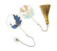 XMNIVATE 2 Pieces Of Metal Peacock Bookmarks, Chinese Style Classical Exquisite Shape, Painted Hollow Tassel Pendant, Creative Gift For Reading Lovers.