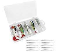 XMNIVATE 20-Piece Simulated Fishing Bait Set, Double Hook Bait, Glitter Bait, T-Tail Soft Bait, Two-Color Fake Bait, Artificial Spinner Bait, Fishing Accessories