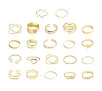 XMNIVATE 22 Piece Adjustable Knuckle Ring Set for Women - Vintage Gold Finger Stacking Jewelry Accessories