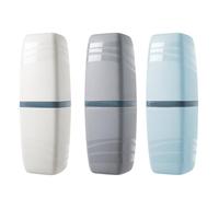 XMNIVATE 3-Piece Travel Toothbrush Cup Set (Light Green, White, Light Gray)