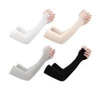 XMNIVATE 4 Pairs of Ice Sleeves, Sun Protection Sleeves, Uv Protection, Arm Sun Protection Sleeves, Ice Silk Sleeves, Ice Sleeve Arm Guards for Men and Women Driving (Black, White, Gray, Skin Color)