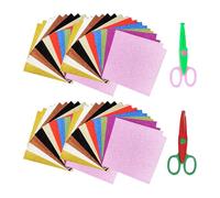 XMNIVATE 40 Sheets Of A4 Glitter Cardboard, 2 Pairs Of Plastic Children'S Scissors, Diy Handmade Materials, Suitable For Scrapbooking, Classroom Decoration, Birthday Parties.