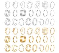 XMNIVATE 44-Piece Ring Set - Adjustable Open, Fashion, Vintage, Multi-Style Knuckle, Stacking Rings for Women