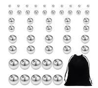 XMNIVATE 50 Silver Perforated Balls, 1 Storage Bag, Metal Belly Button Ball, Perforated Jewelry