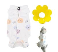 XMNIVATE Cat Recovery Set: Cat Onesies, Anti-Licking Collar, Yellow, Cotton, Adjustable, Prevent Licking