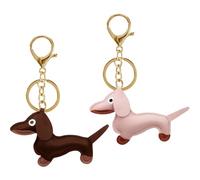 XMNIVATE Dachshund Keychain & Bag Decoration - 2Pcs Leather Puppy Pendant Gift