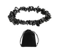 XMNIVATE Natural Stone Bracelet With Black Velvet Bag - Elastic Gemstone Tourmaline Healing Bracelet for Men and Women