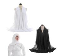 XMNIVATE Pack of 2 Muslim Headscarf, Chiffon Scarf, Plain Gauze Scarf for Women, Hijab Headscarf, Sun Protection Headscarf, Long Headscarf for Women (Black, White)